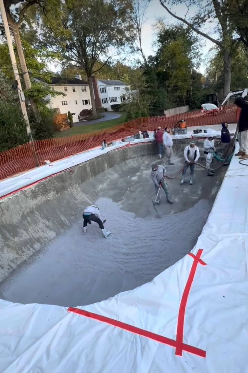 Putting the Expert Finishing Plastering on a New Pool Construction in Montclair, NJ